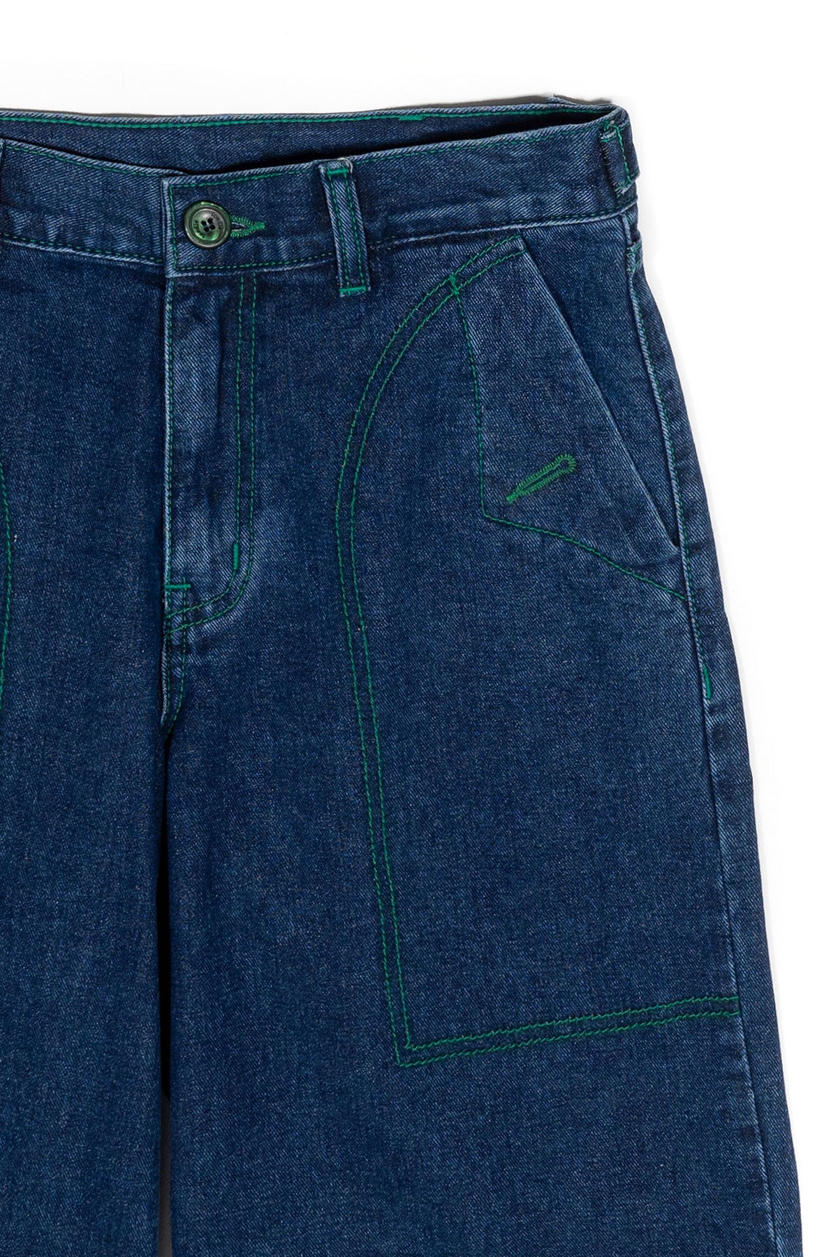 Ioedle - Green Stitch Embroidered Denim Shorts (OC) product image 4 | TRAB K-Fashion Australia