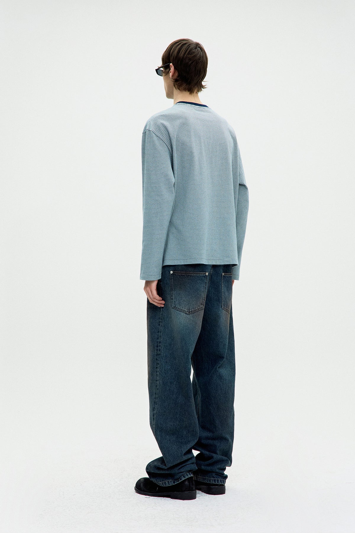 Coor - Multi Pin Stripe Pocket T-Shirt (Blue) product image 4 | TRAB K-Fashion Australia