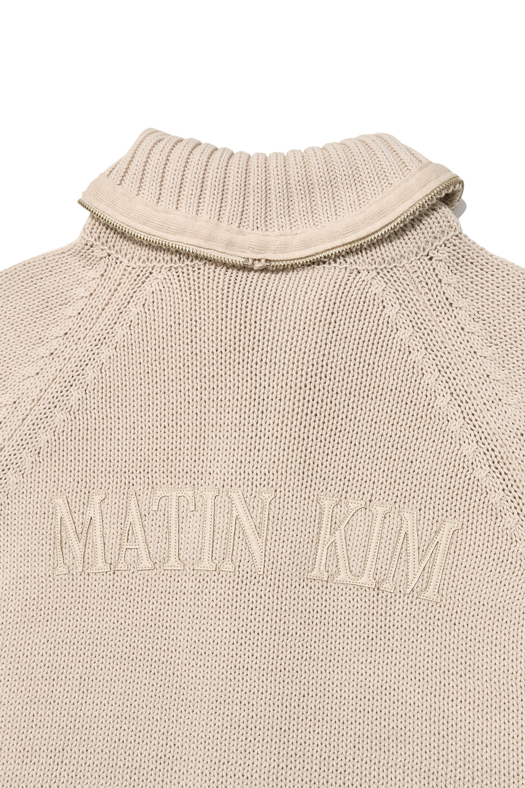 Matin Kim - Applique Logo Patch Knit Zip Up (Light Beige) product image 6 | TRAB K-Fashion Australia