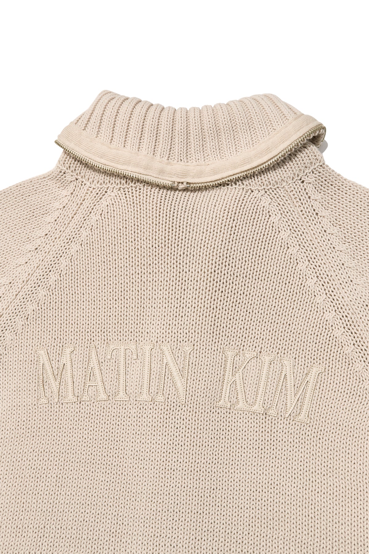 Matin Kim - Applique Logo Patch Knit Zip Up (Light Beige) product image 6 | TRAB K-Fashion Australia