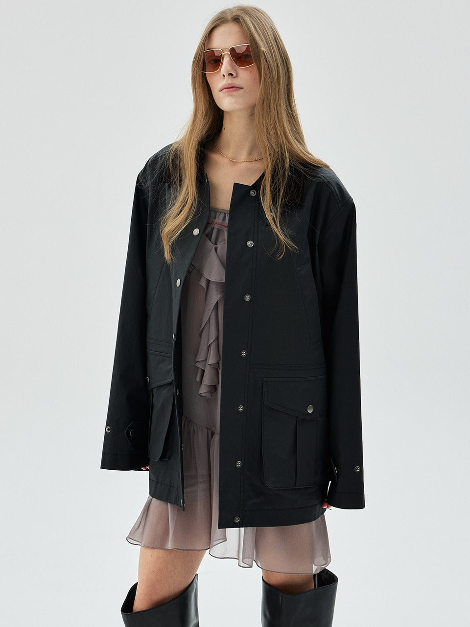 Mardi Mercredi - Coated Work Jacket (Black) product image 1 | TRAB K-Fashion Australia