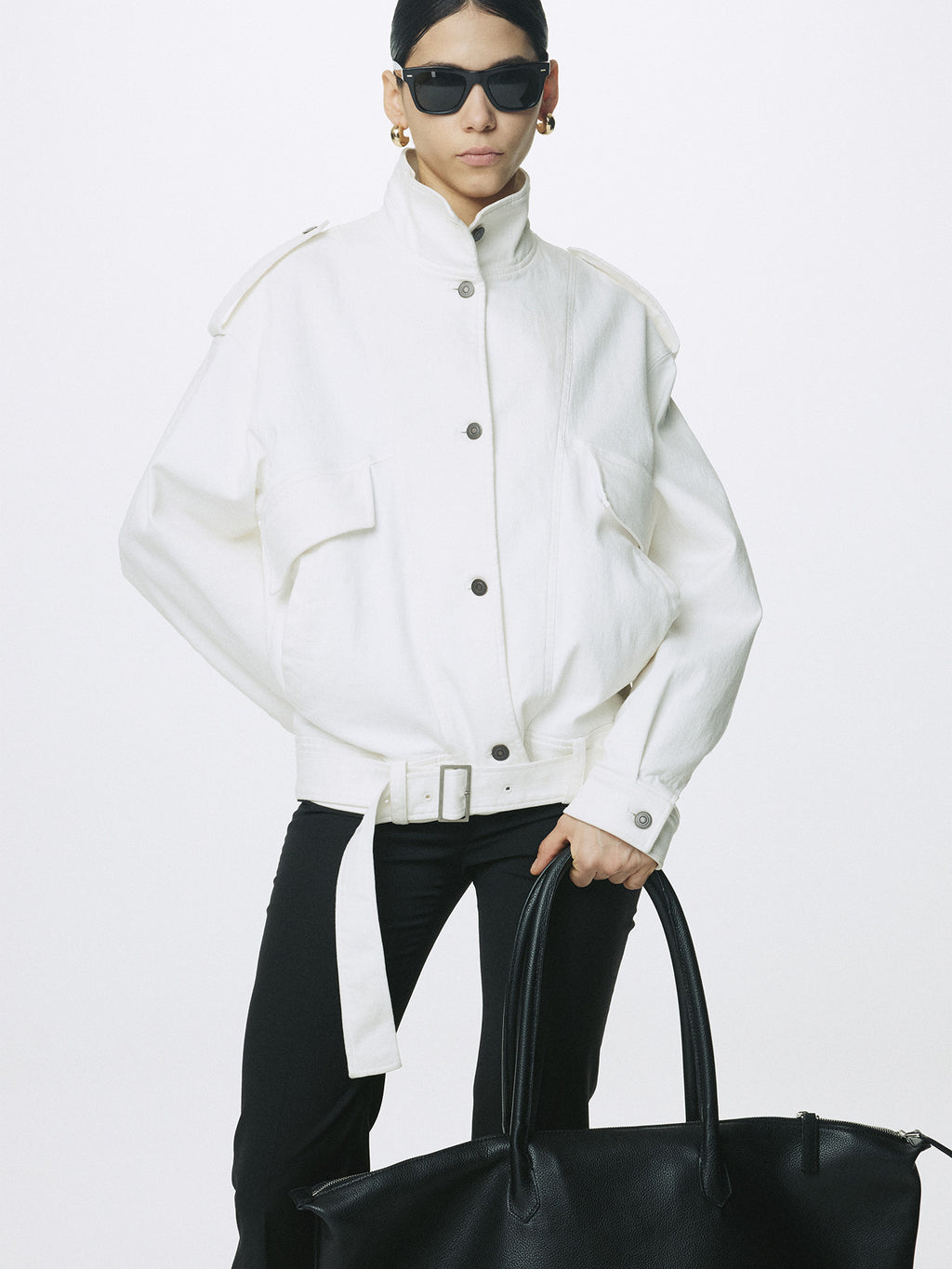Tonywack - Oversized Denim Belted Jacket (Off White) product image 7 | TRAB K-Fashion Australia