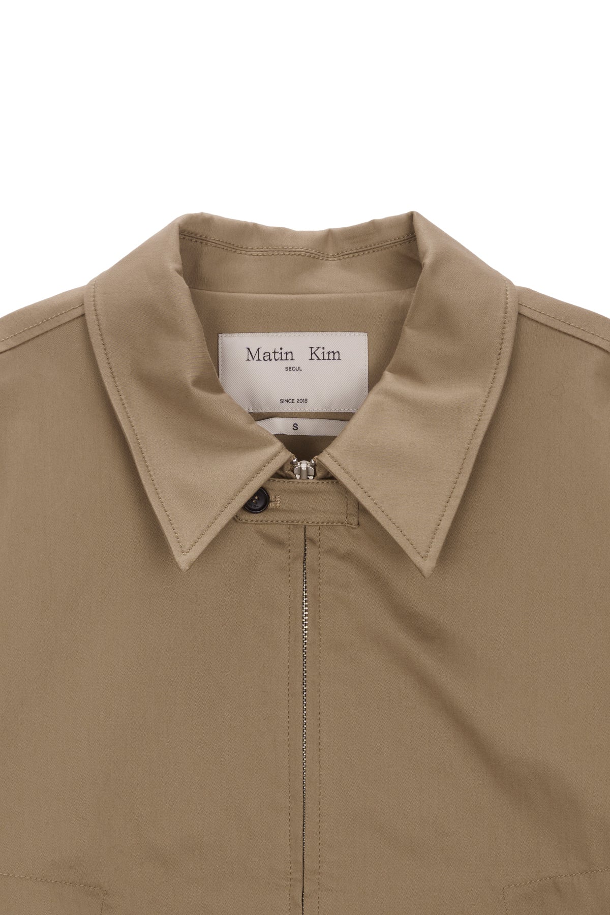 Matin Kim - Cotton Blend Collar Relaxed Bomber Jacket (Beige) product image 3 | TRAB K-Fashion Australia