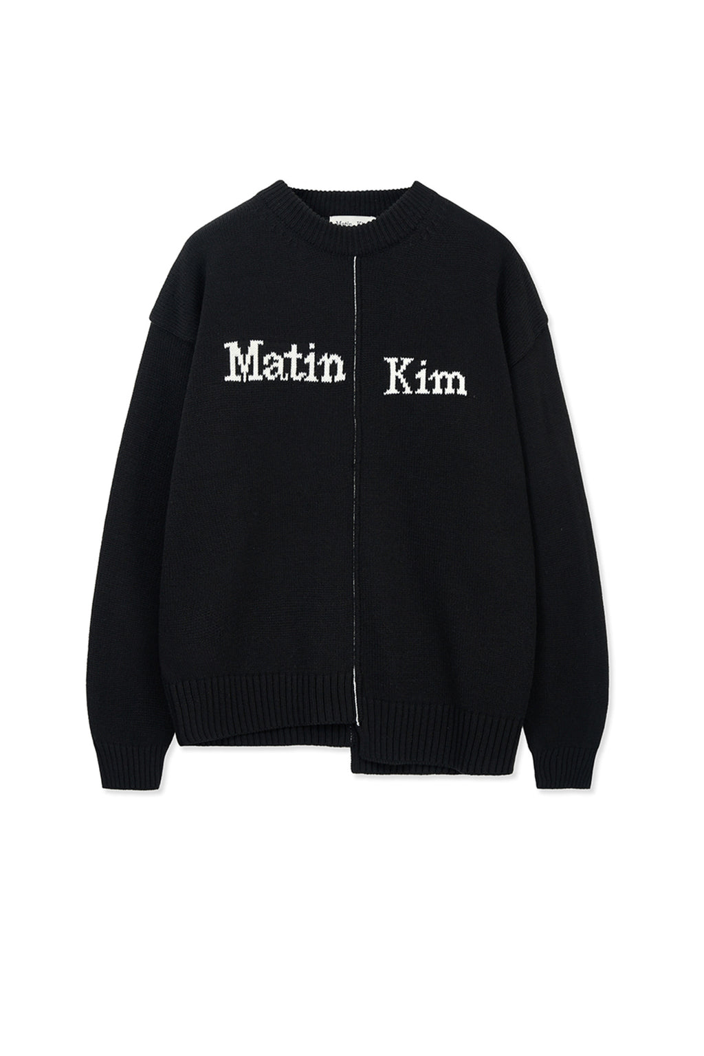 Matin Kim - Asymmetric Logo Knit Pullover (Black) product image 1 | TRAB K-Fashion Australia