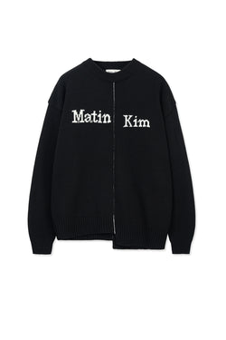 Matin Kim - Asymmetric Logo Knit Pullover (Black) product image 1 | TRAB K-Fashion Australia