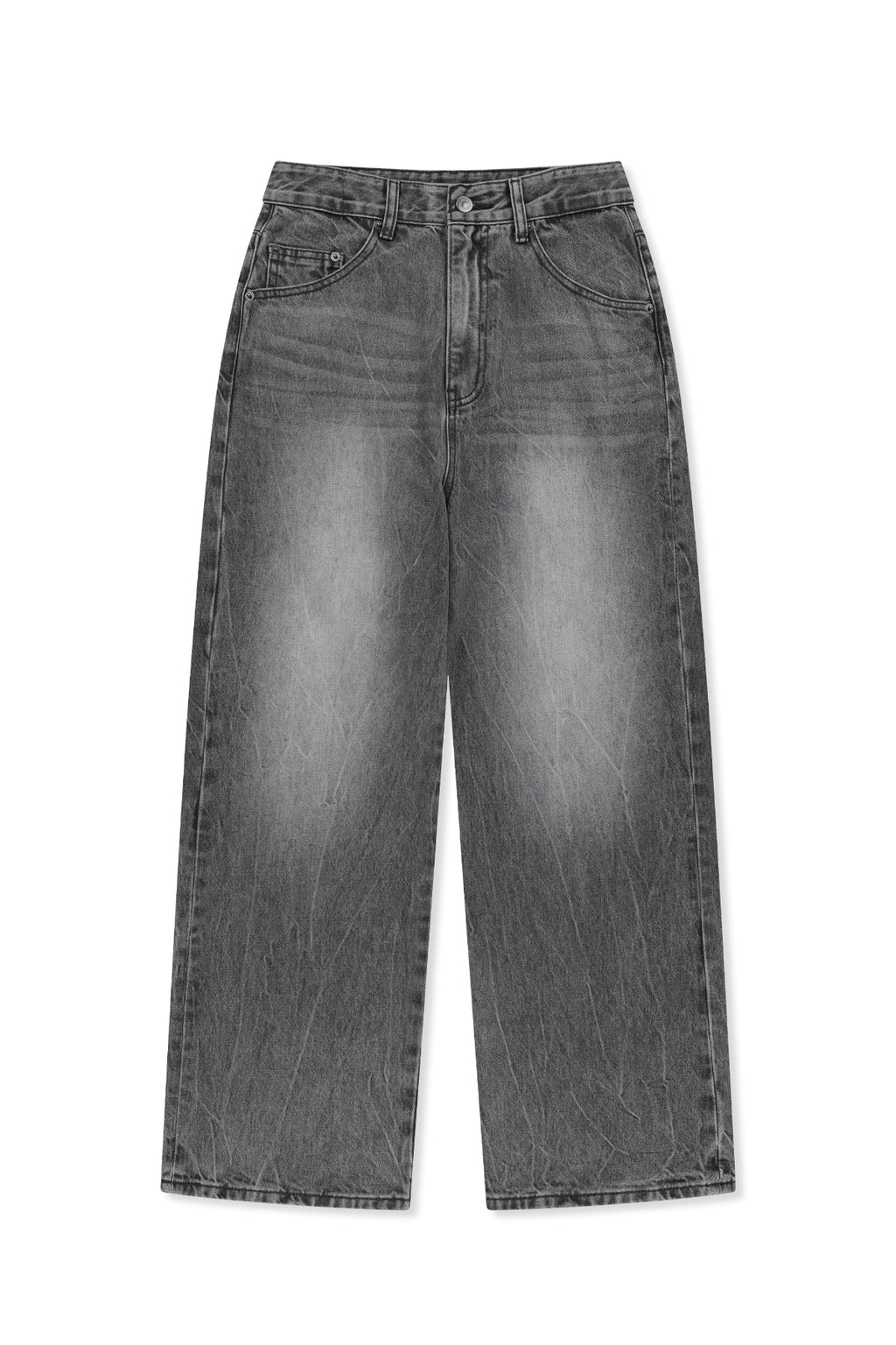 Matin Kim - Matin Waist Logo Wide Denim Pants (Grey) product image 1 | TRAB K-Fashion Australia