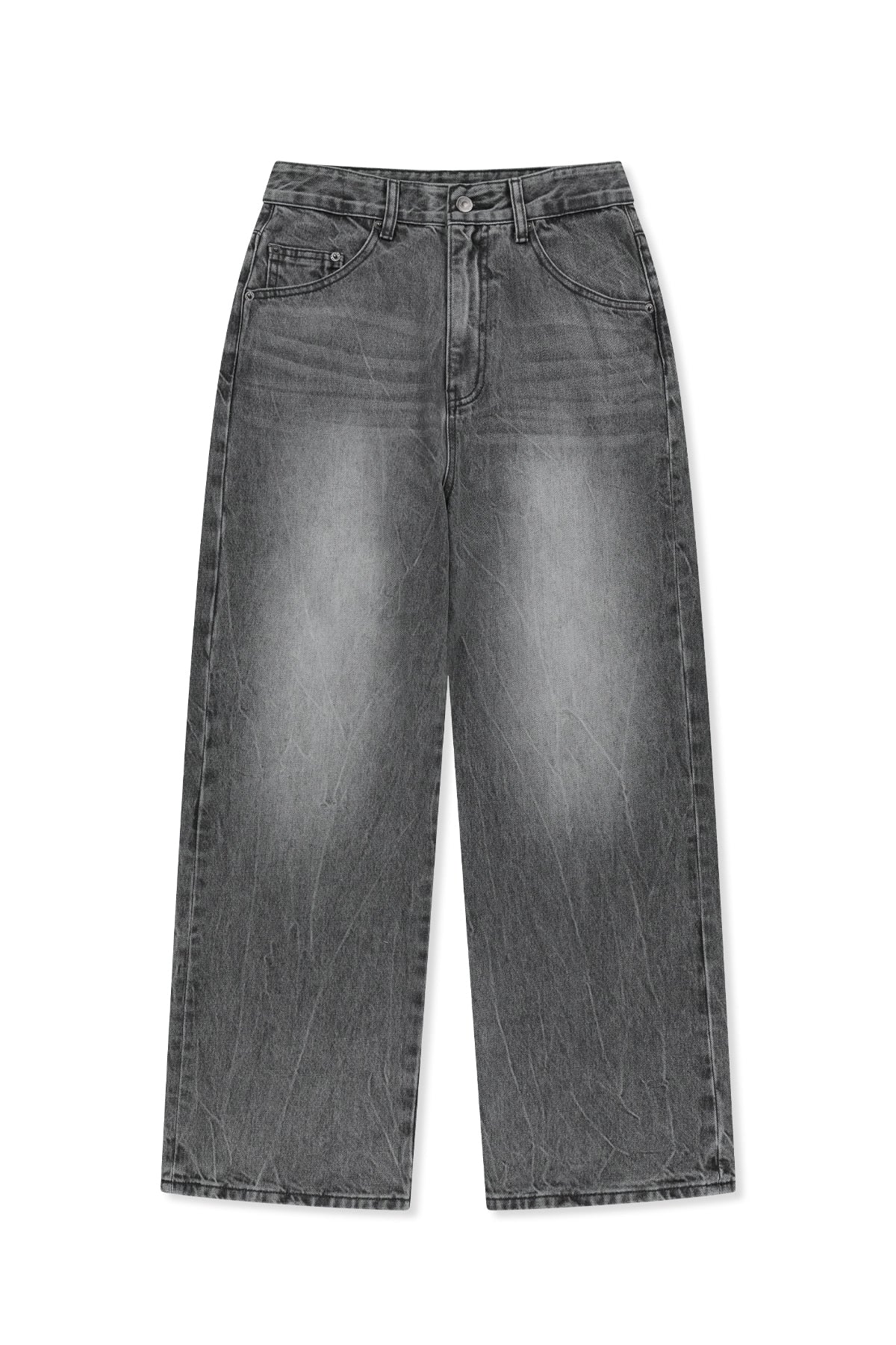 Matin Kim - Matin Waist Logo Wide Denim Pants (Grey) product image 1 | TRAB K-Fashion Australia