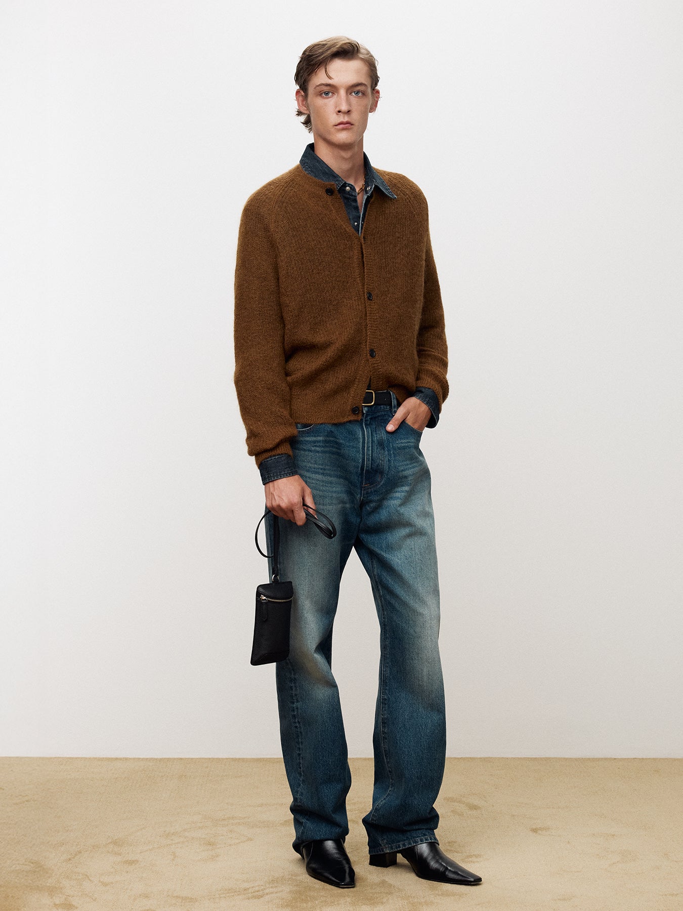 Tonywack - Wool And Mohair Ribbed Mesh Cardigan (Camel) product image 2 | TRAB K-Fashion Australia
