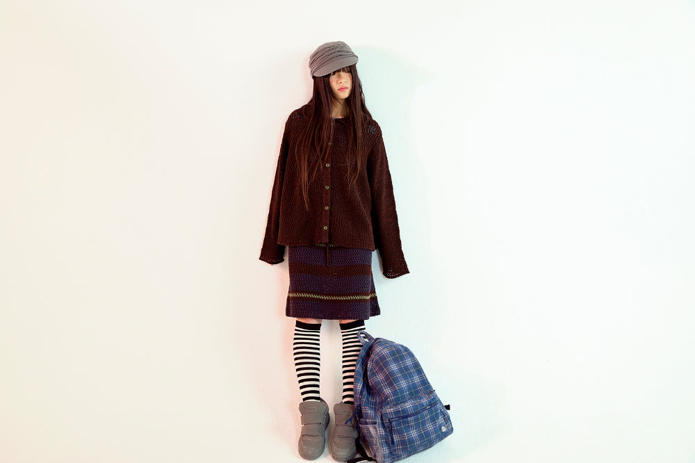 Coyseio - Stripe Layered Knit Skirt (Brown) product image 5 | TRAB K-Fashion Australia
