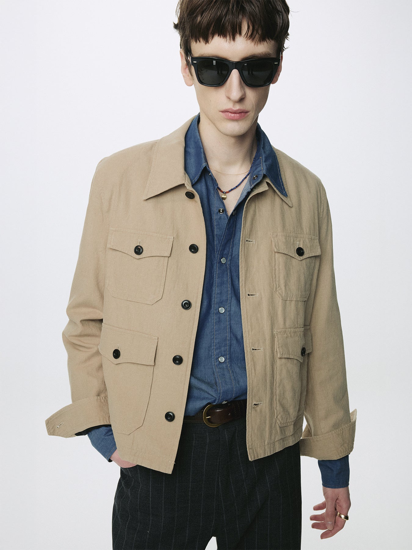 Tonywack - Cotton Linen Cropped Safari Jacket (Sand) product image 1 | TRAB K-Fashion Australia