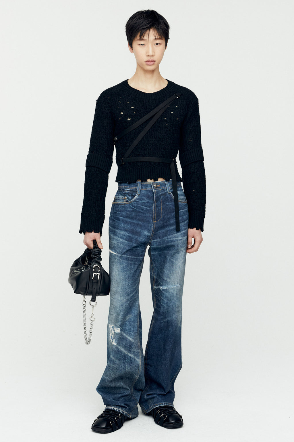 Andersson Bell - Trompe L'oeil Printed Denim Pants (Blue) product image 2 | TRAB K-Fashion Australia