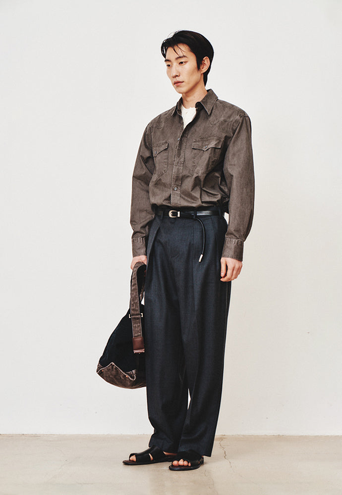 Art if acts - Washed Western Shirt (Moss Grey) product image 2 | TRAB K-Fashion Australia