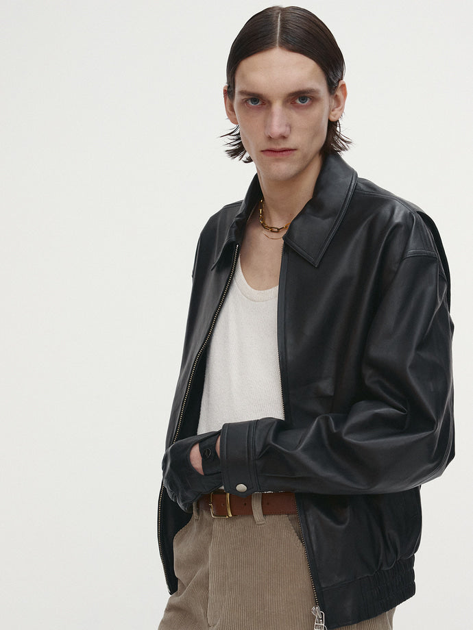 Tonywack - Leather Oversized Blouson Jacket (Black) product image 5 | TRAB K-Fashion Australia