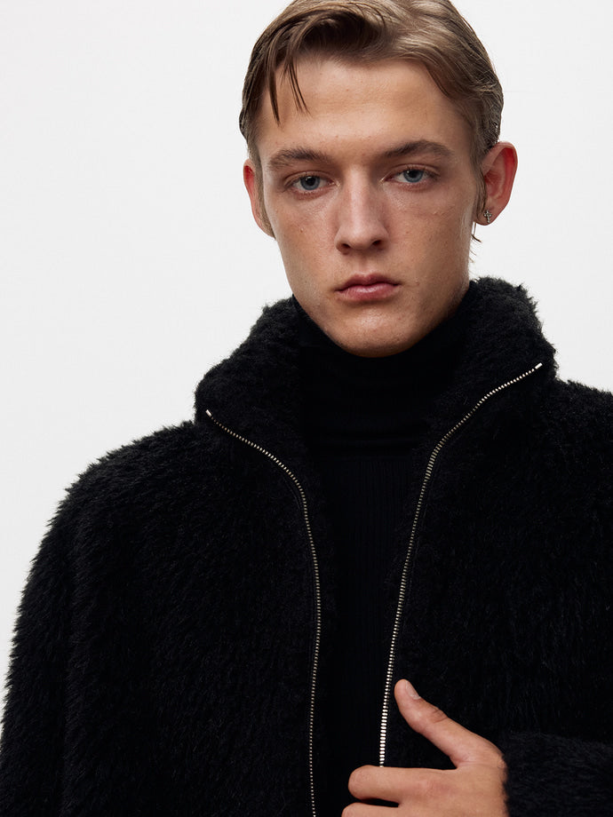 Tonywack - Wool Shaggy Fur Zippered Jacket (Black) product image 6 | TRAB K-Fashion Australia