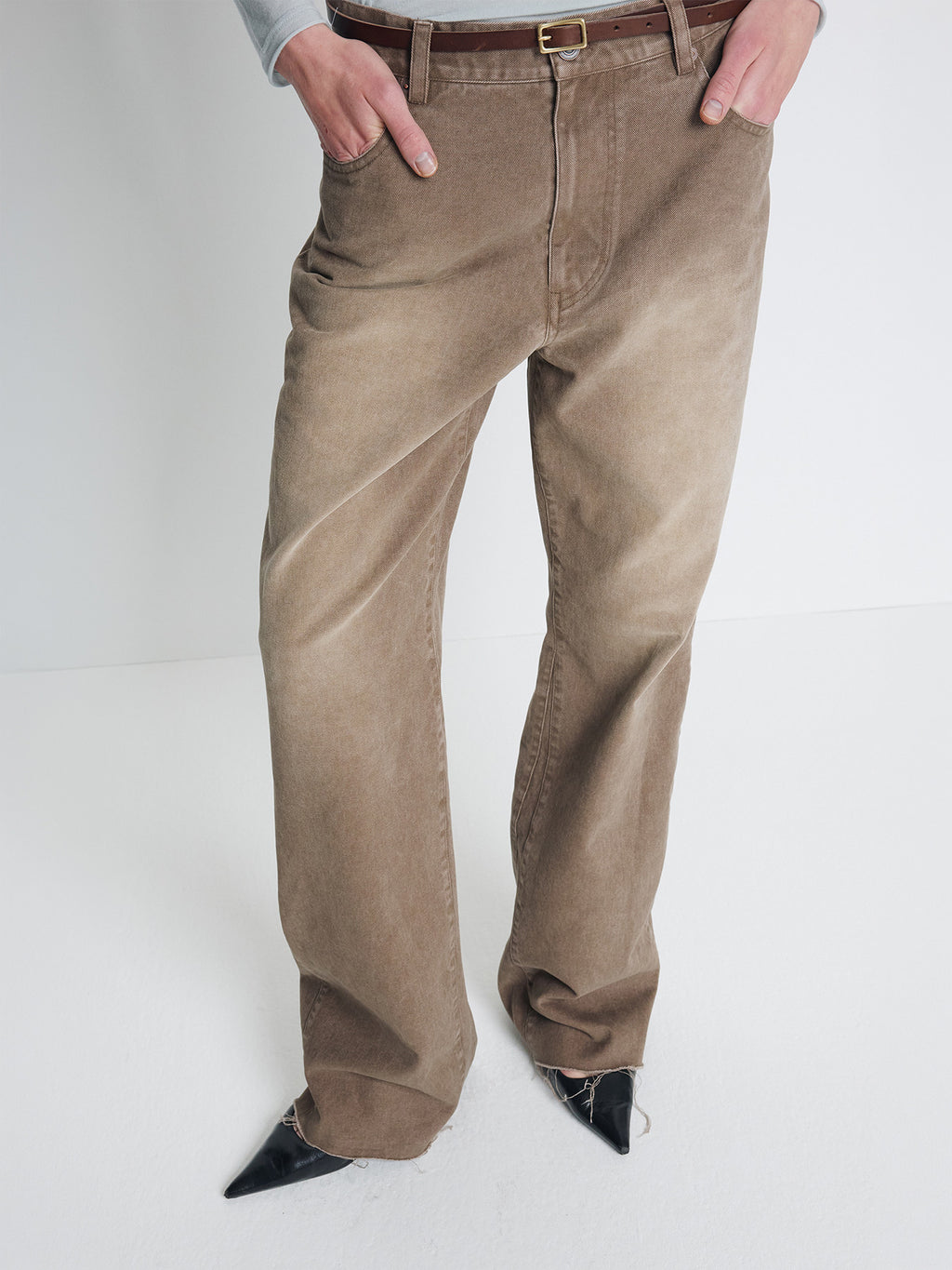 Tonywack - Re-Cut Brushed Cotton Flared Pants (Faded Brown) product image 1 | TRAB K-Fashion Australia