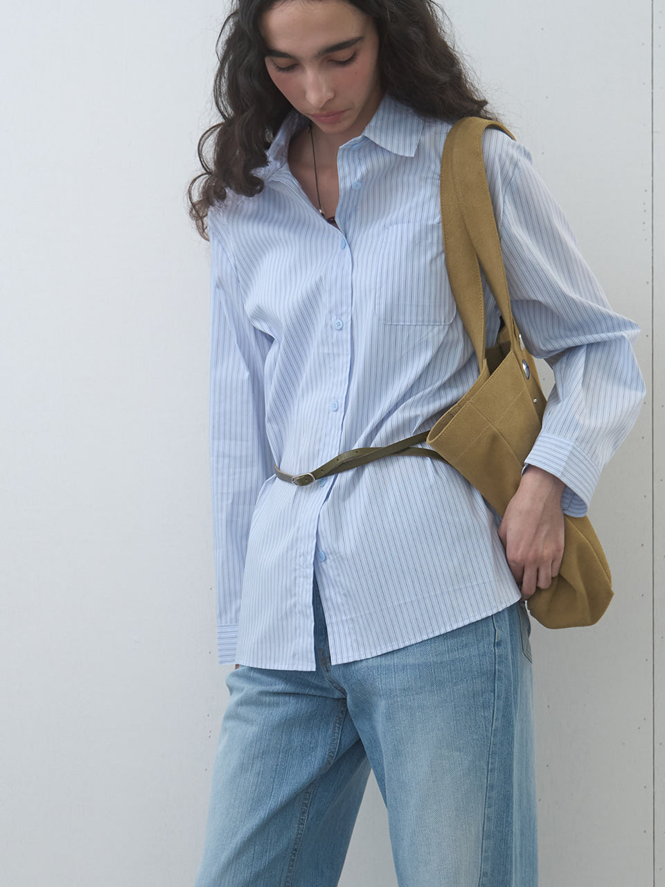 Kijun - Stripe Oversized Shirt (Sky Blue) product image 2 | TRAB K-Fashion Australia