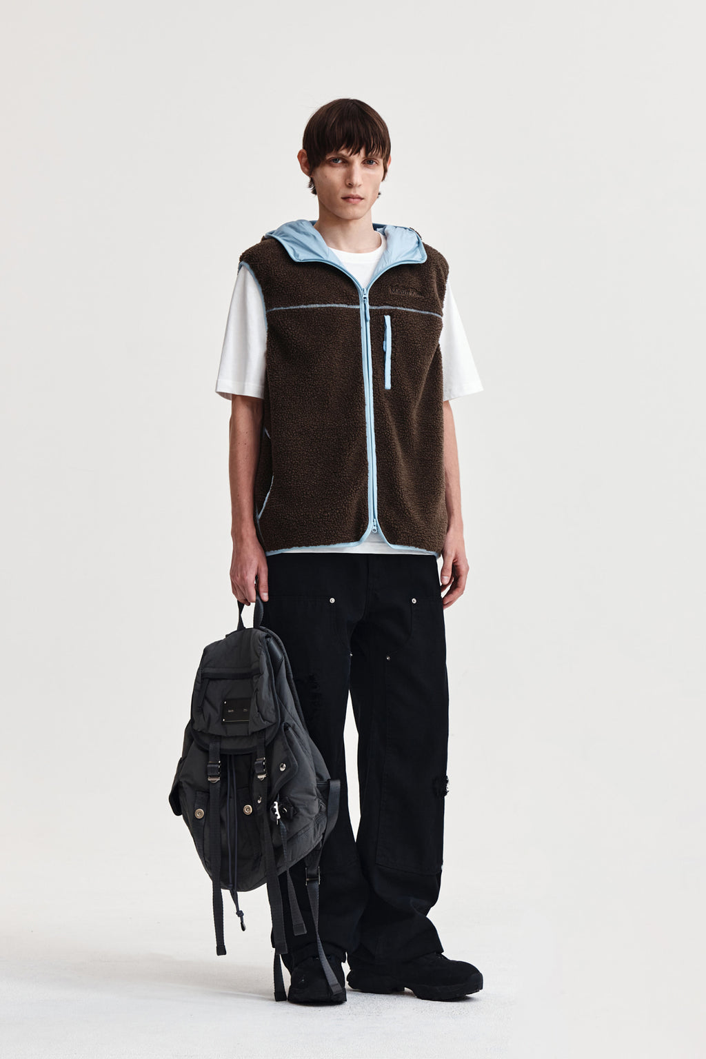 Matin Kim - Fleece Hoody Vest (Dark Brown) product image 14 | TRAB K-Fashion Australia