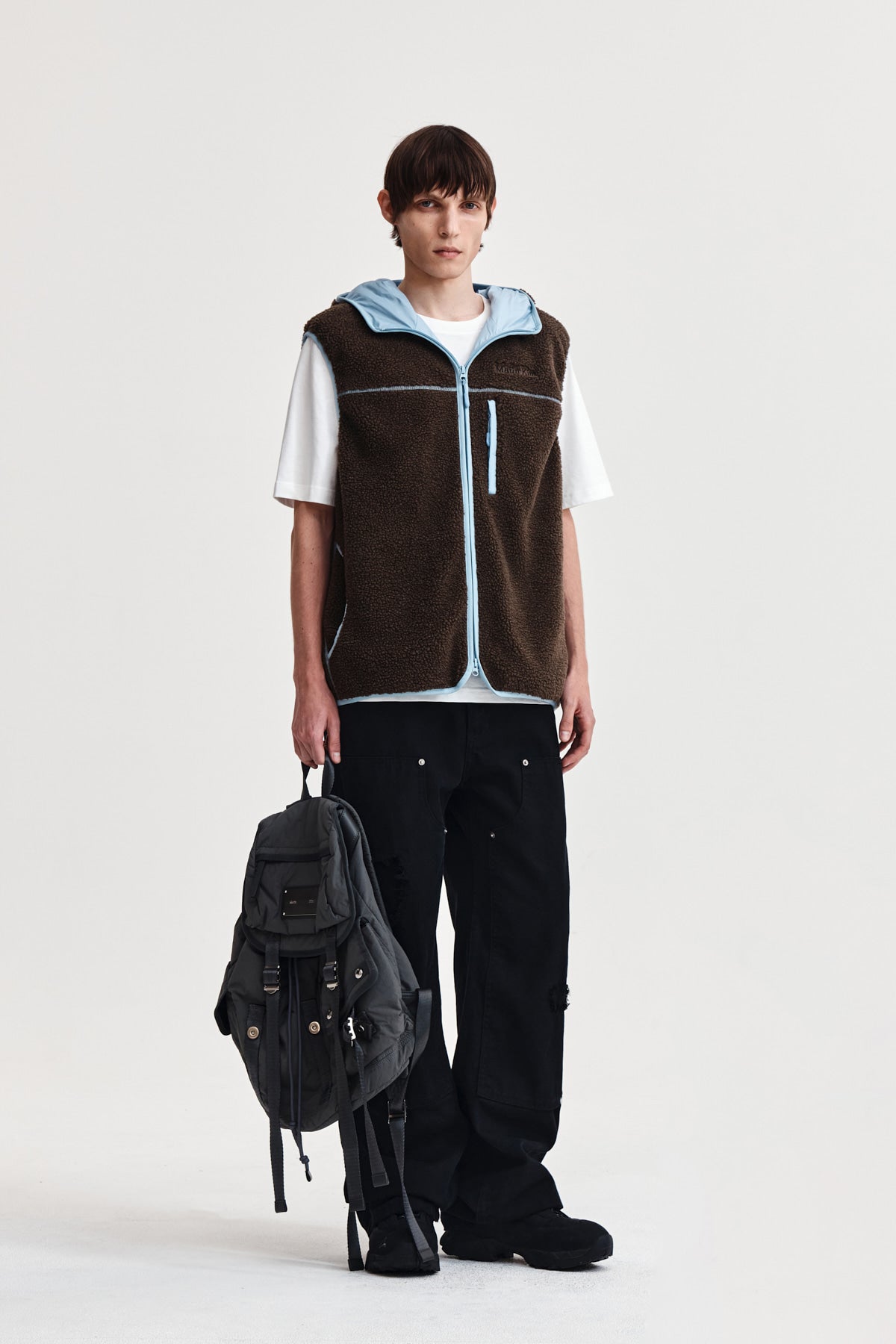 Matin Kim - Fleece Hoody Vest (Dark Brown) product image 14 | TRAB K-Fashion Australia