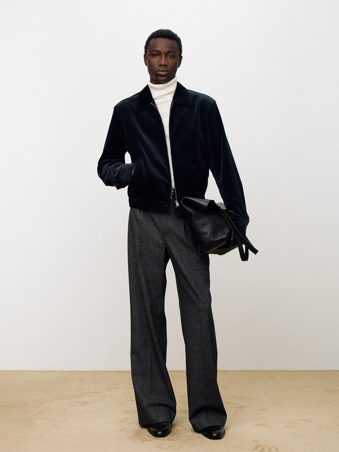 Tonywack - Herringbone Wool Wide-Leg Pleated Trousers (Mid-Grey Herringbone) product image 6 | TRAB K-Fashion Australia