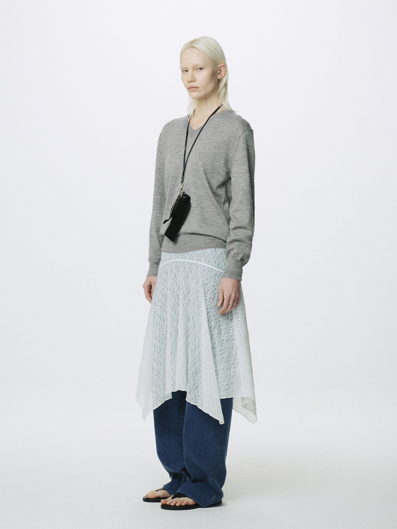 Tonywack - Airy Cashmere V-Neck (Melange Grey) product image 2 | TRAB K-Fashion Australia