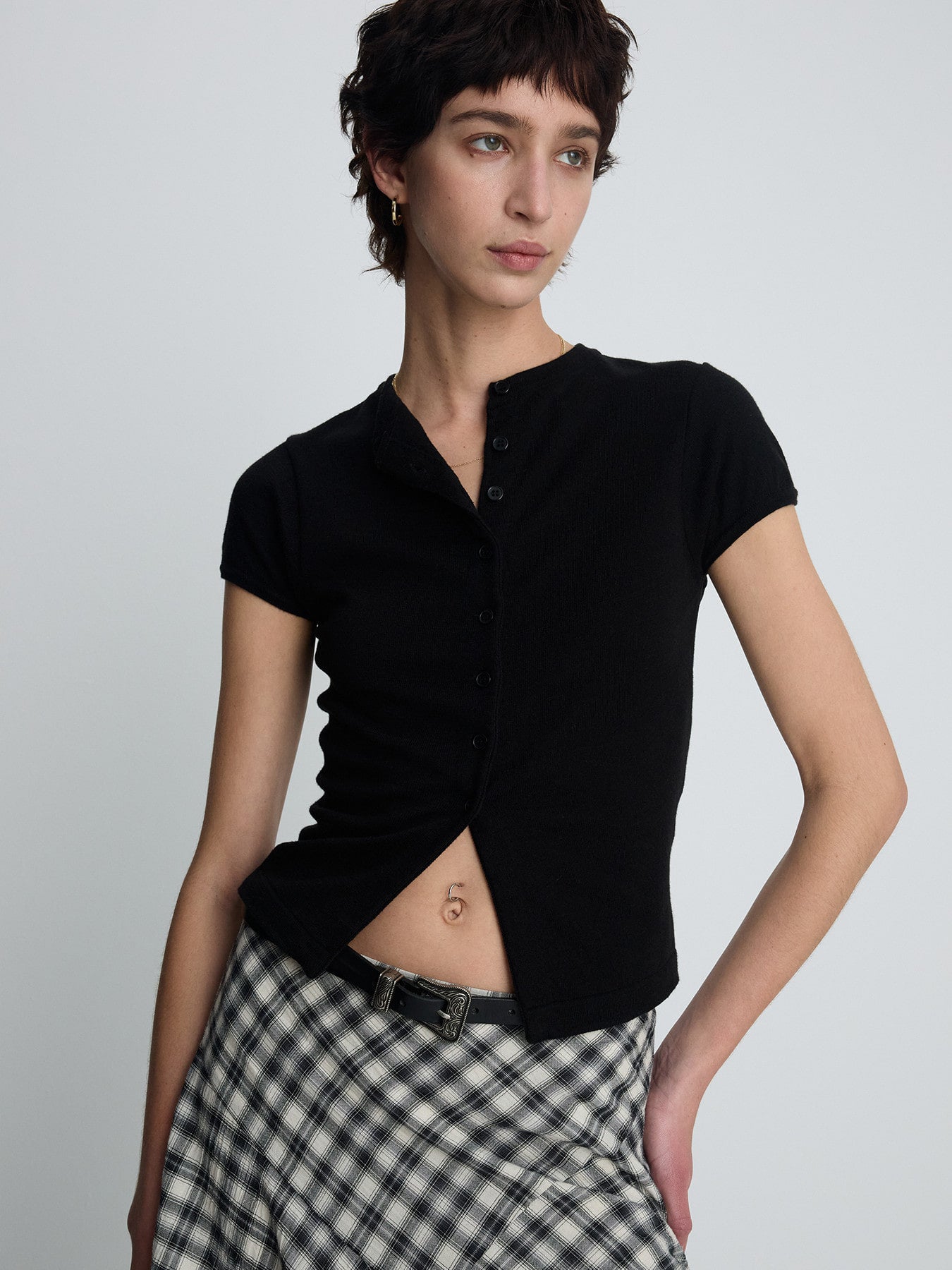 Tonywack - Cotton Check Patchwork Skirt (Black Check) product image 4 | TRAB K-Fashion Australia