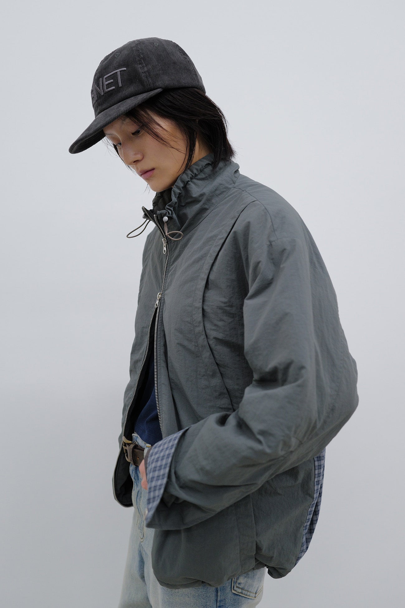 Deinet - Deinet Check Contrast Bomber Jacket (Charcoal) product image 8 | TRAB K-Fashion Australia