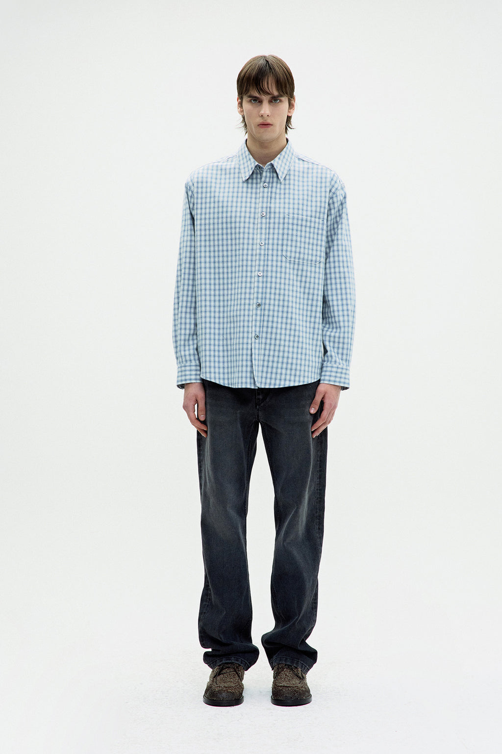 Coor - Cotton Blue Tartan Check Shirt (Light Blue) product image 2 | TRAB K-Fashion Australia