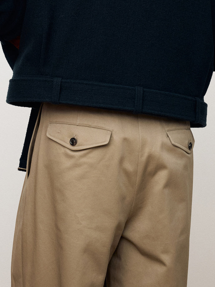 Tonywack - Cotton-Drill Wide Leg Pleated Trousers (Beige) product image 6 | TRAB K-Fashion Australia