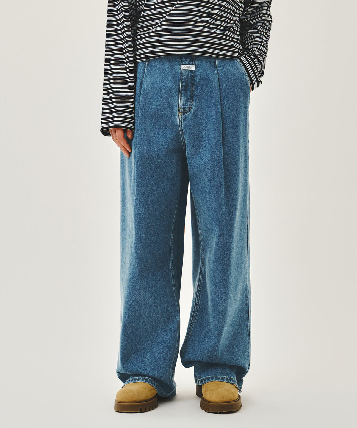 Marithe & Francois Girbaud - New M Low-waist Tuck Wide Denim Pants (Blue) product image 1 | TRAB K-Fashion Australia