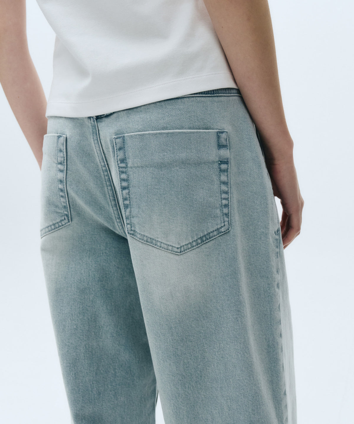 Marithe & Francois Girbaud - Low-waist Tuck Wide Denim Pants (Light Blue) product image 2 | TRAB K-Fashion Australia