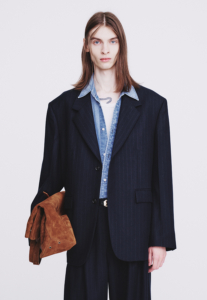 Tonywack - Virgin Wool Oversized Blazer (D.Navy Pinstripe) product image 6 | TRAB K-Fashion Australia