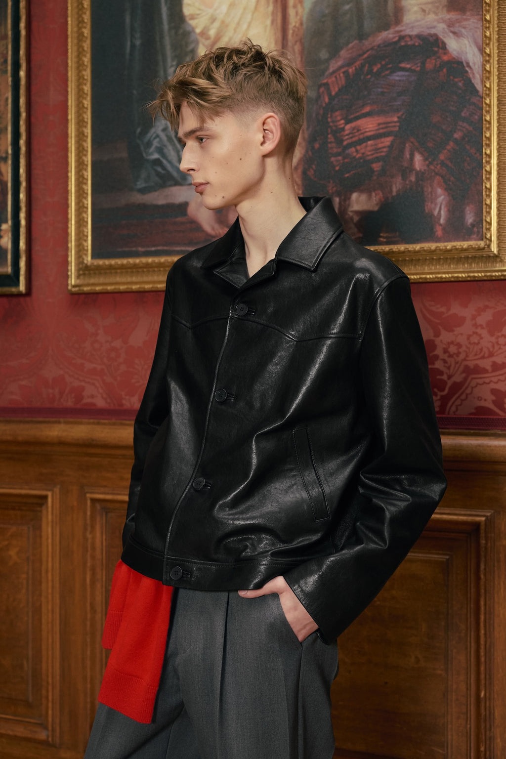 STU - Lambskin Button Leather Jacket (Black) product image 10 | TRAB K-Fashion Australia