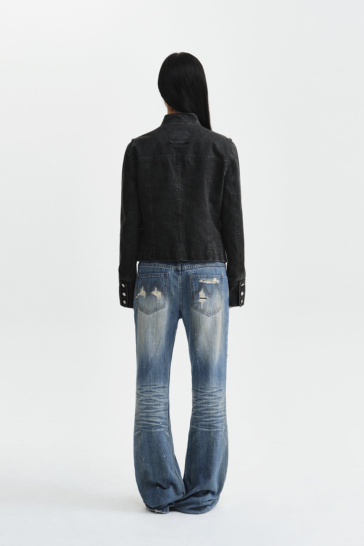 Matin Kim - Slub Damage Bootcut Denim Pants (Blue) product image 10 | TRAB K-Fashion Australia