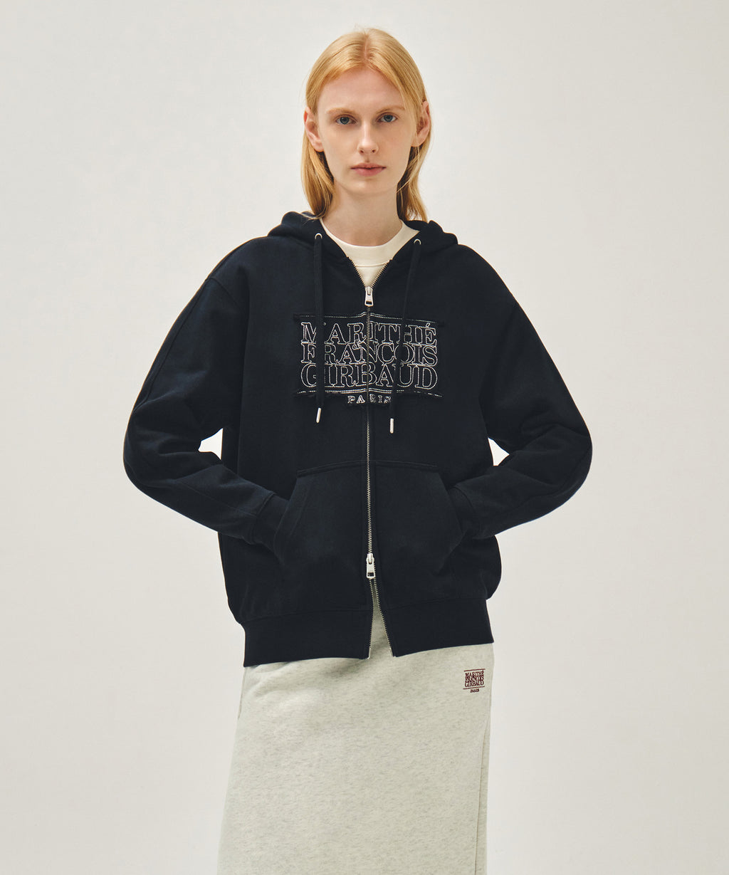 Marithe & Francois Girbaud - Classic Logo Applique Hoodie Zipup (Navy) product image 1 | TRAB K-Fashion Australia
