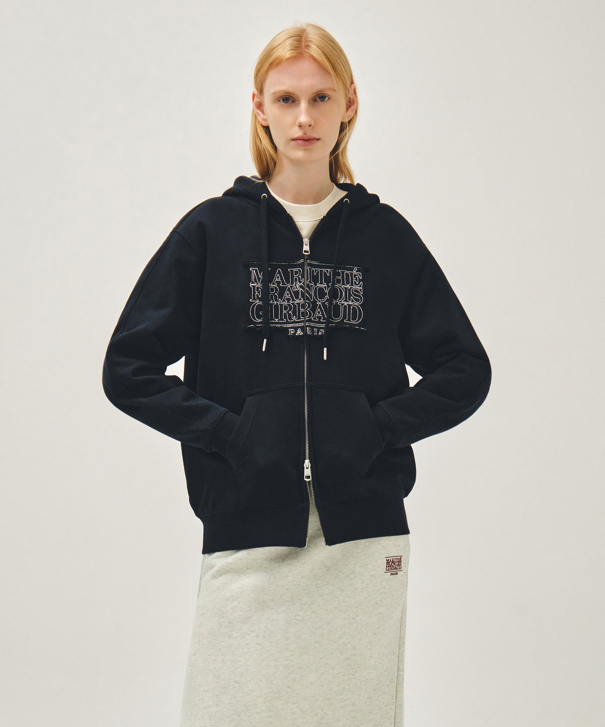 Marithe & Francois Girbaud - Classic Logo Applique Hoodie Zipup (Navy) product image 1 | TRAB K-Fashion Australia