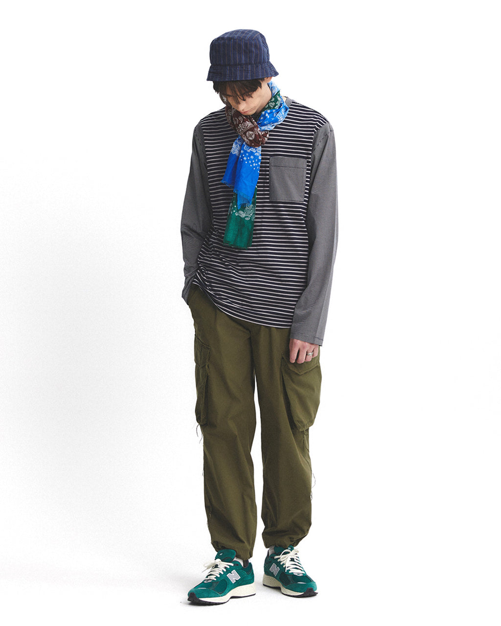 Eastlogue - Silk Scarf (Green & Brown & Blue) product image 4 | TRAB K-Fashion Australia