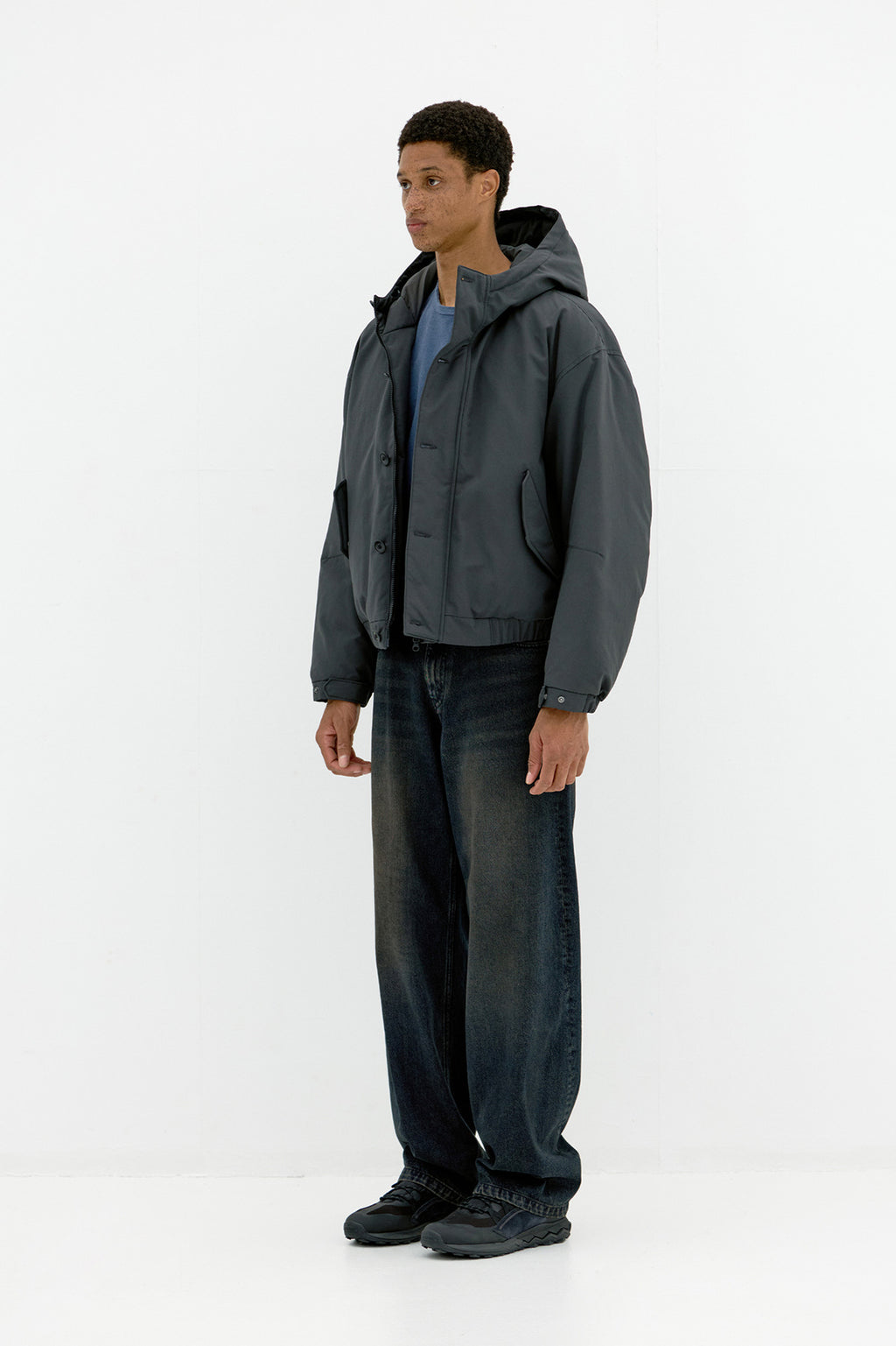 Coor - Button Duck Down Flight Bomber (Charcoal) product image 3 | TRAB K-Fashion Australia