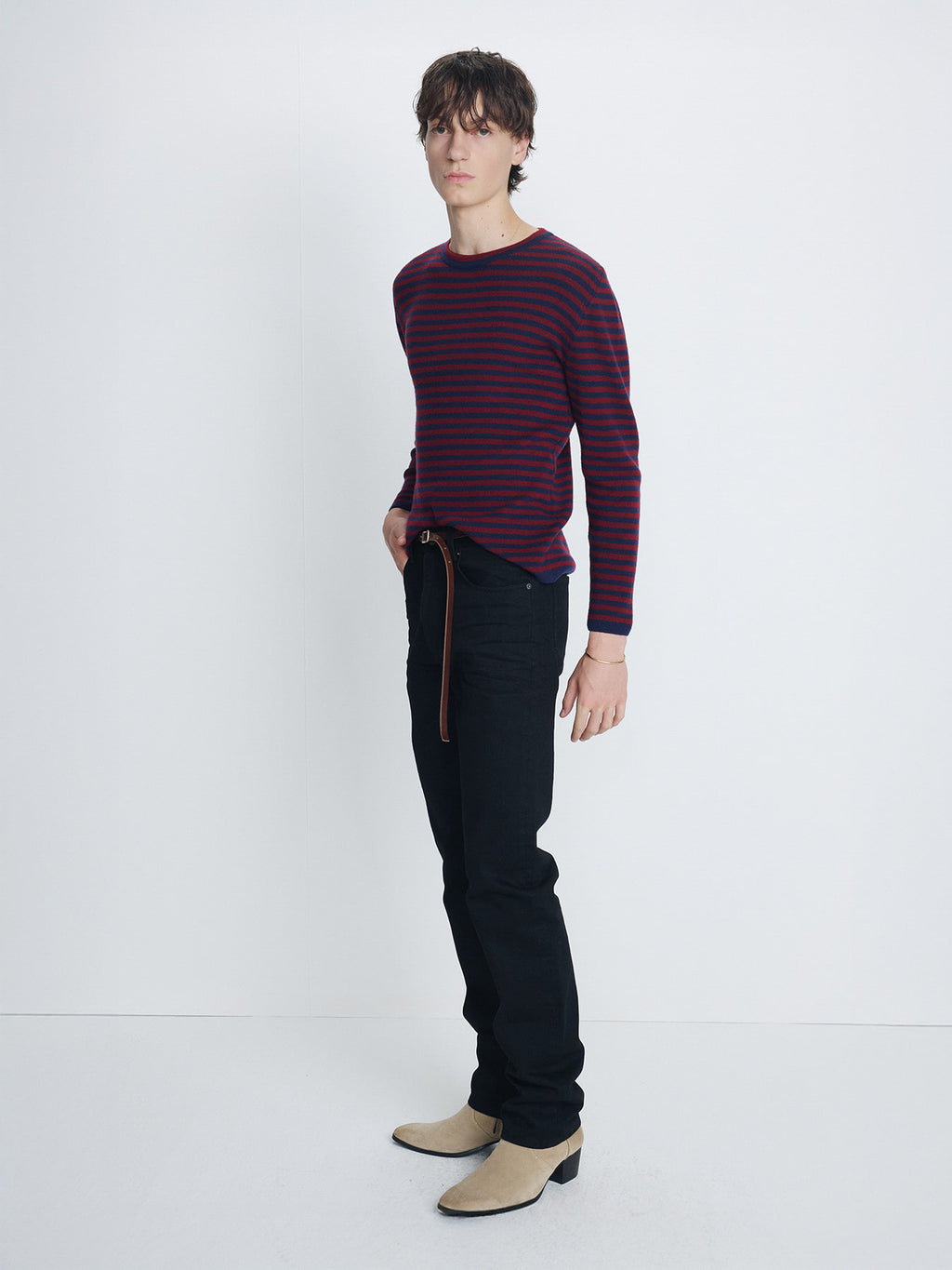 Tonywack - Merino Wool Essential Stripe Knit (Navy/Maroon) product image 2 | TRAB K-Fashion Australia