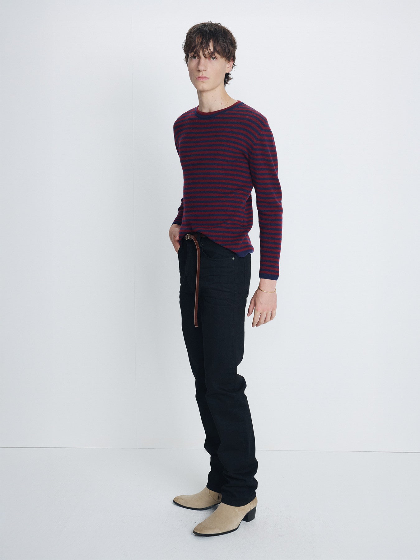 Tonywack - Merino Wool Essential Stripe Knit (Navy/Maroon) product image 2 | TRAB K-Fashion Australia