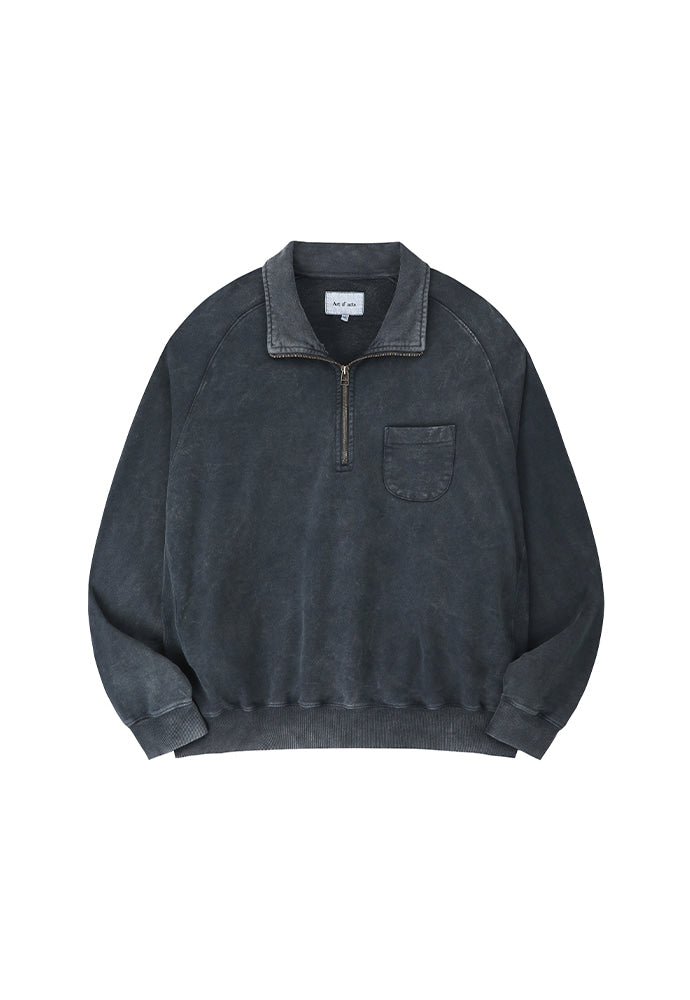 Art if acts - Garment Dyed Half Zipup Sweat (Bleach Navy) product image 6 | TRAB K-Fashion Australia