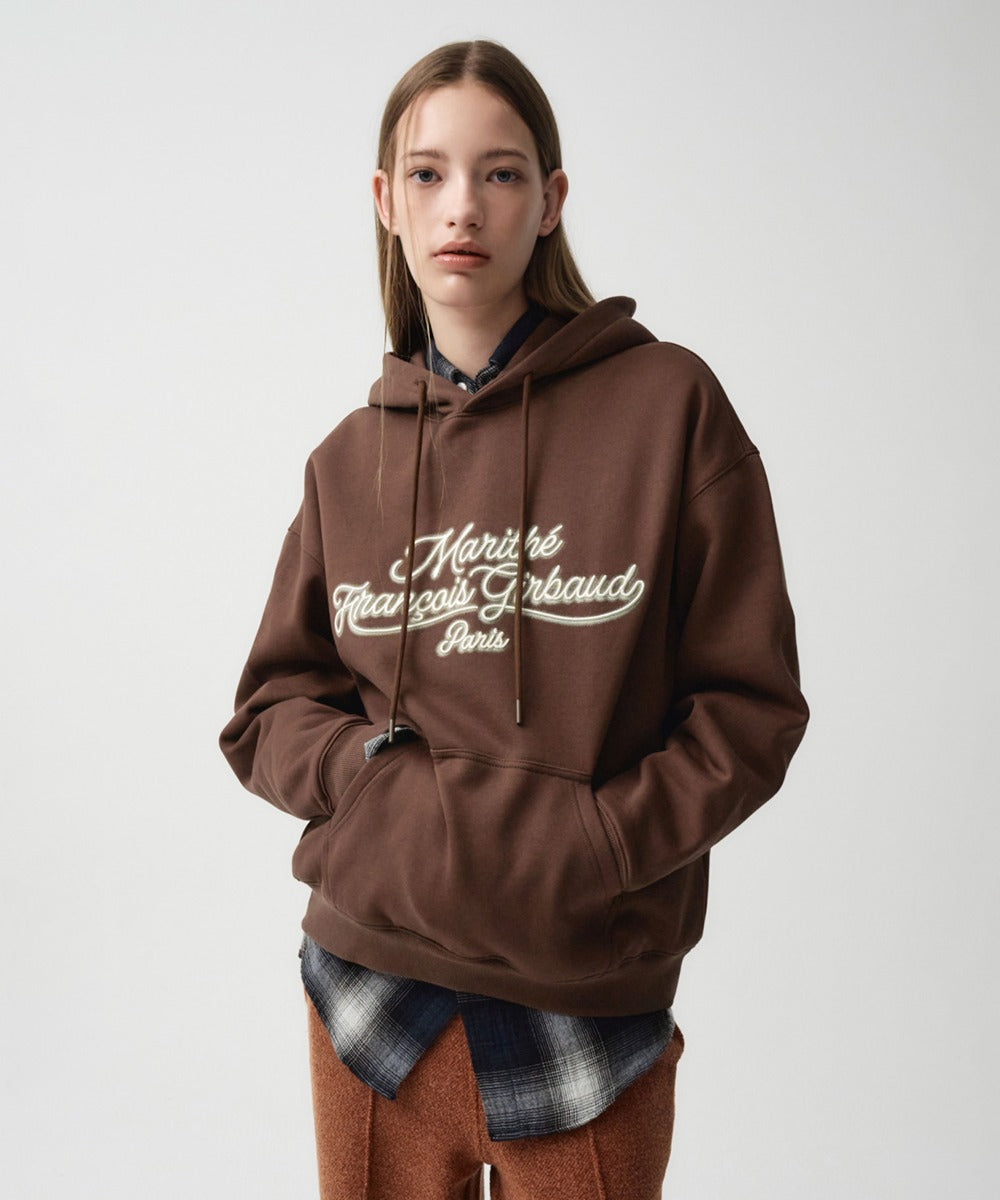 Marithe & Francois Girbaud - Neon Logo Oversized Hoodie Brushed (Brown) product image 1 | TRAB K-Fashion Australia