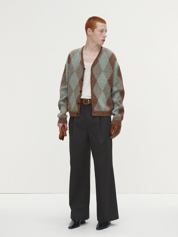 Tonywack - Brushed Mohair Argyle Cardigan (Mint/Taupe) product image 2 | TRAB K-Fashion Australia