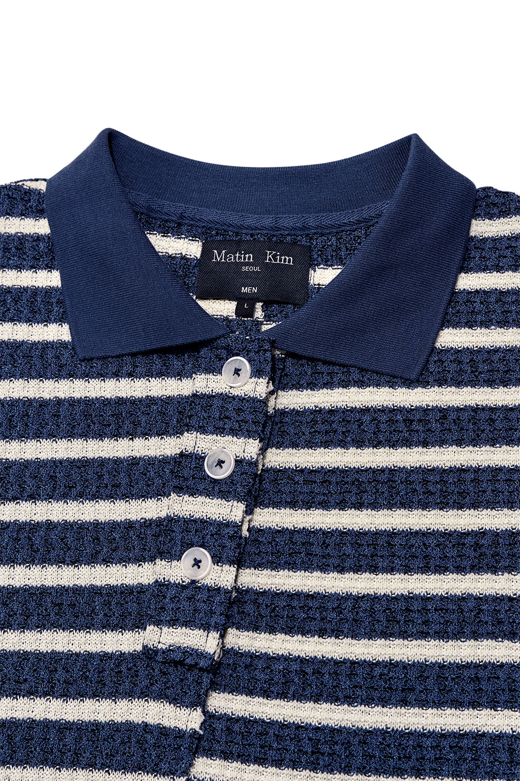 Matin Kim - Cut Line Stripe Pique Top (Smoke Blue) product image 3 | TRAB K-Fashion Australia