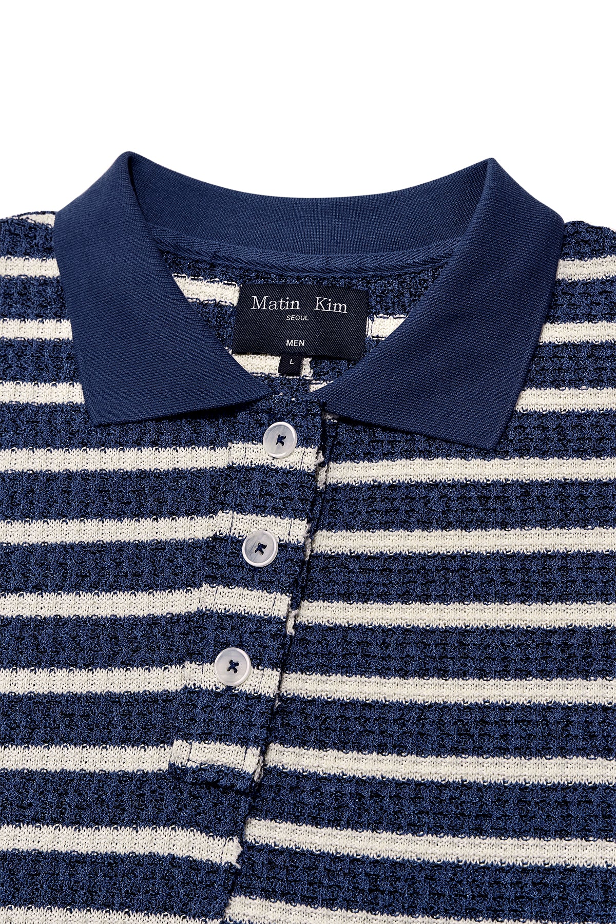 Matin Kim - Cut Line Stripe Pique Top (Smoke Blue) product image 3 | TRAB K-Fashion Australia