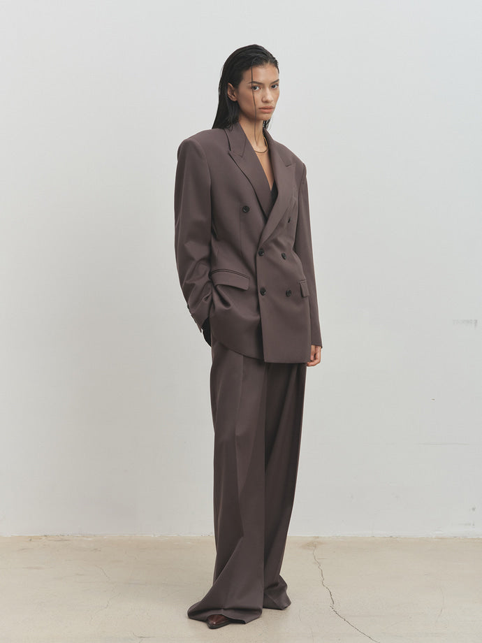 Tonywack - Wool Wide-Leg Pleated Trousers (Khaki Dark Brown) product image 7 | TRAB K-Fashion Australia