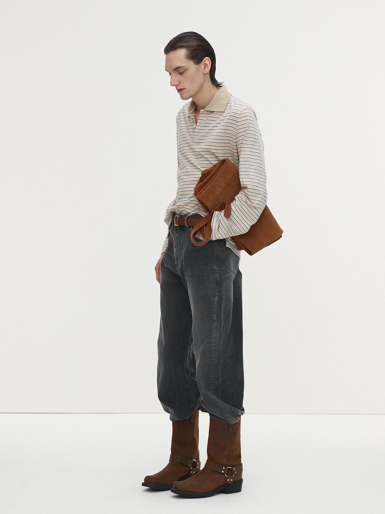 Tonywack - Striped Cotton Polo T-Shirt (Beige Multi Stripe) product image 2 | TRAB K-Fashion Australia