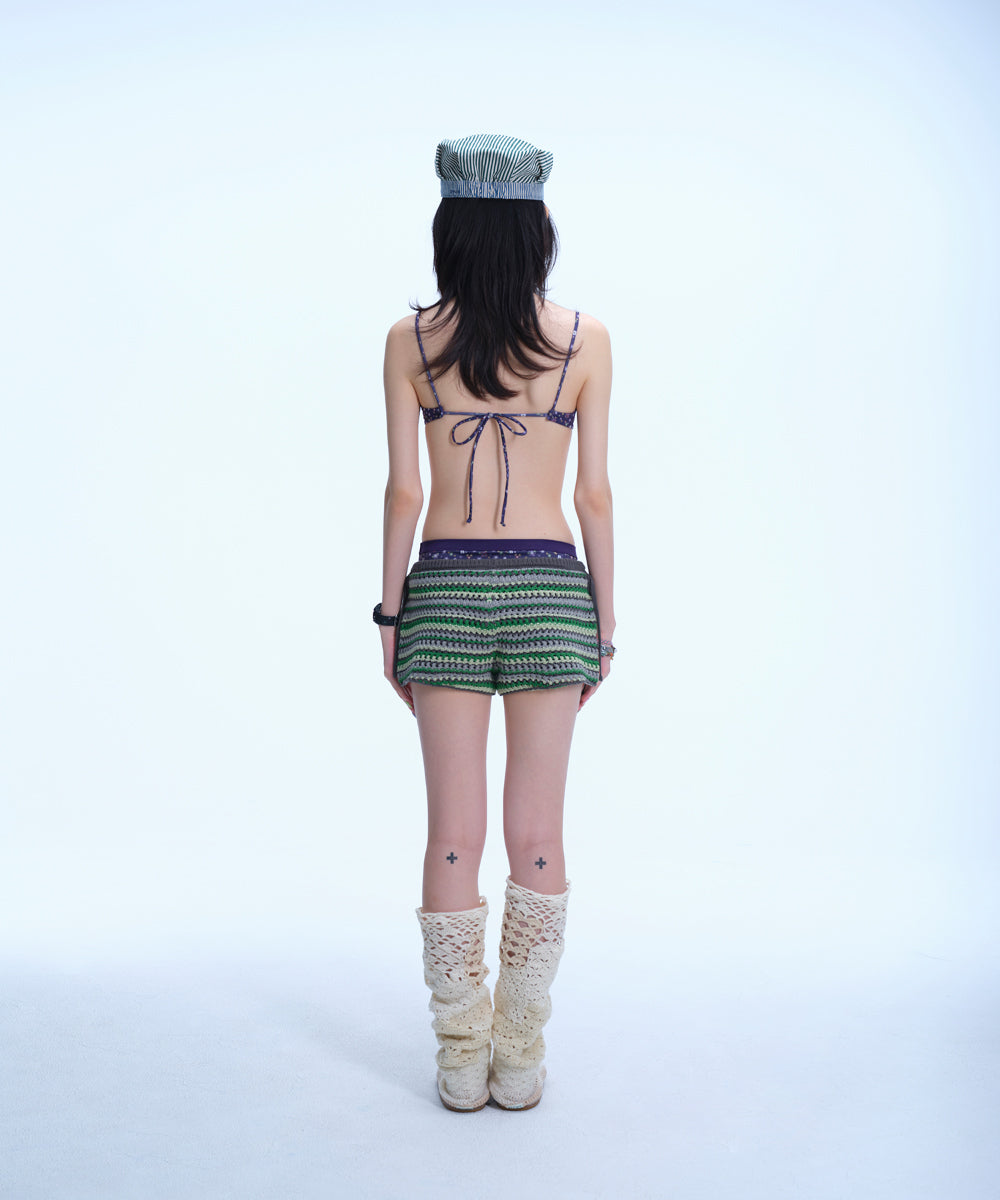 Coyseio - Striped Crochet Knit Shorts (Green) product image 12 | TRAB K-Fashion Australia