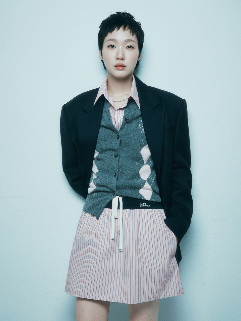 Mardi Mercredi - Cotton Mini Skirt Stripe Contrast Waistband (Pink) product image 1 | TRAB K-Fashion Australia