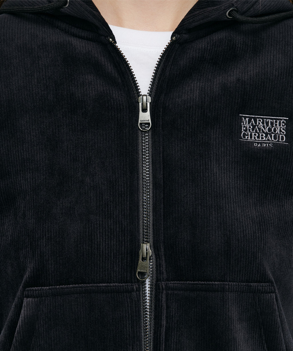 Marithe & Francois Girbaud - Small Classic Logo Slim Fit Velour Crop Hoodie Zipup (Black) product image 4 | TRAB K-Fashion Australia