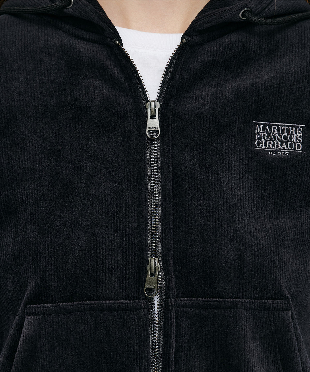 Marithe & Francois Girbaud - Small Classic Logo Slim Fit Velour Crop Hoodie Zipup (Black) product image 4 | TRAB K-Fashion Australia